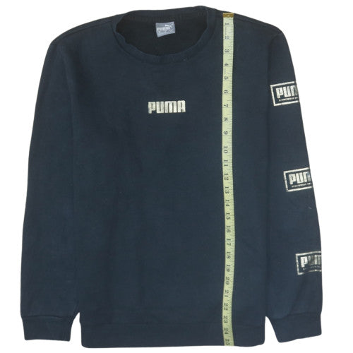 Puma Mens Black Small Crew Neck Pullover Sweatshirt Logo Classic