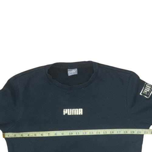 Puma Mens Black Small Crew Neck Pullover Sweatshirt Logo Classic
