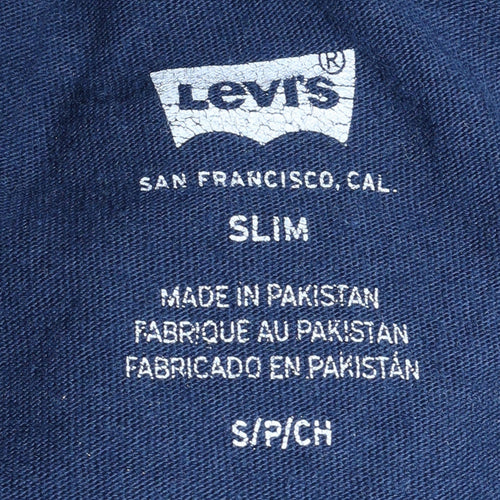 Levi's Men's Blue Slim Fit Crew Neck Cotton T-Shirt Size S