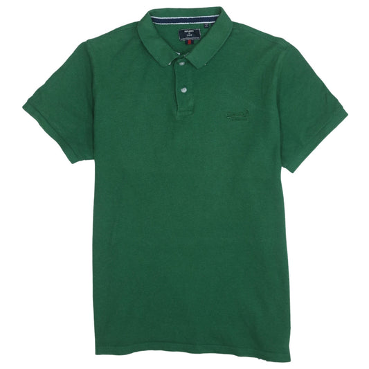 Superdry Men’s Green Organic Cotton Short Sleeve Polo Shirt Size M