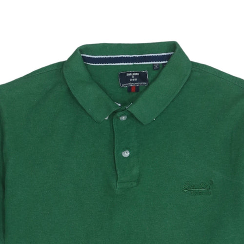 Superdry Men’s Green Organic Cotton Short Sleeve Polo Shirt Size M