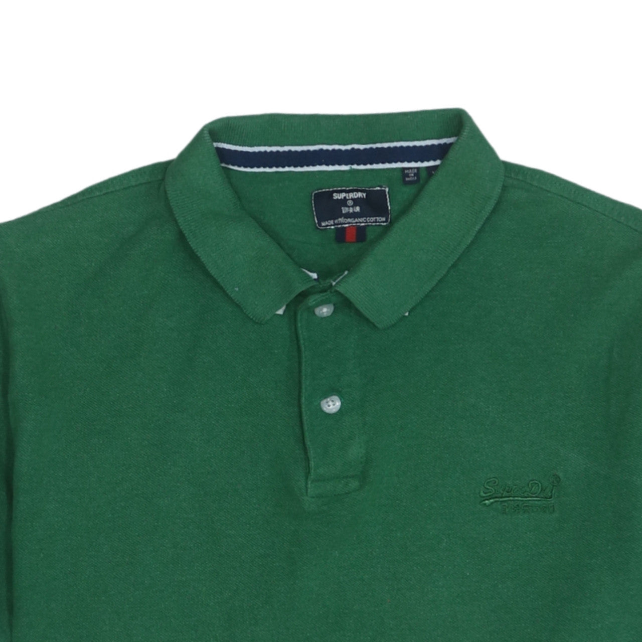 Superdry Men’s Green Organic Cotton Short Sleeve Polo Shirt Size M