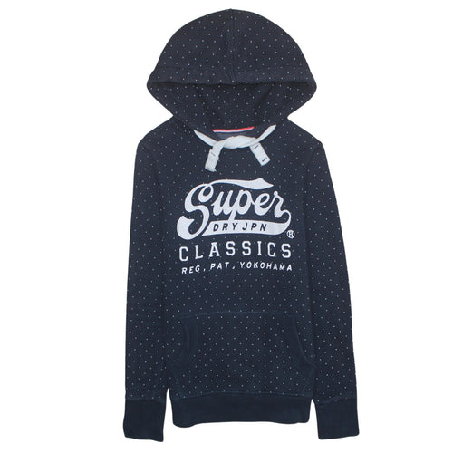 Superdry Men's Blue Polka Dot Pullover Hoodie Size M Classic Style
