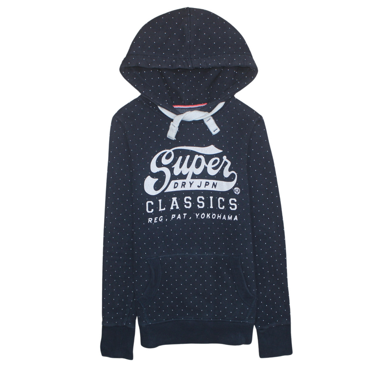 Superdry Men's Blue Polka Dot Pullover Hoodie Size M Classic Style