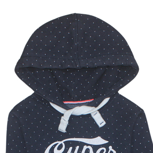 Superdry Men's Blue Polka Dot Pullover Hoodie Size M Classic Style
