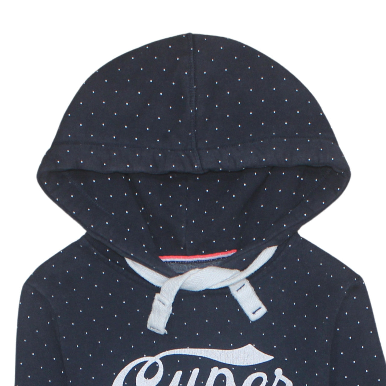 Superdry Men's Blue Polka Dot Pullover Hoodie Size M Classic Style