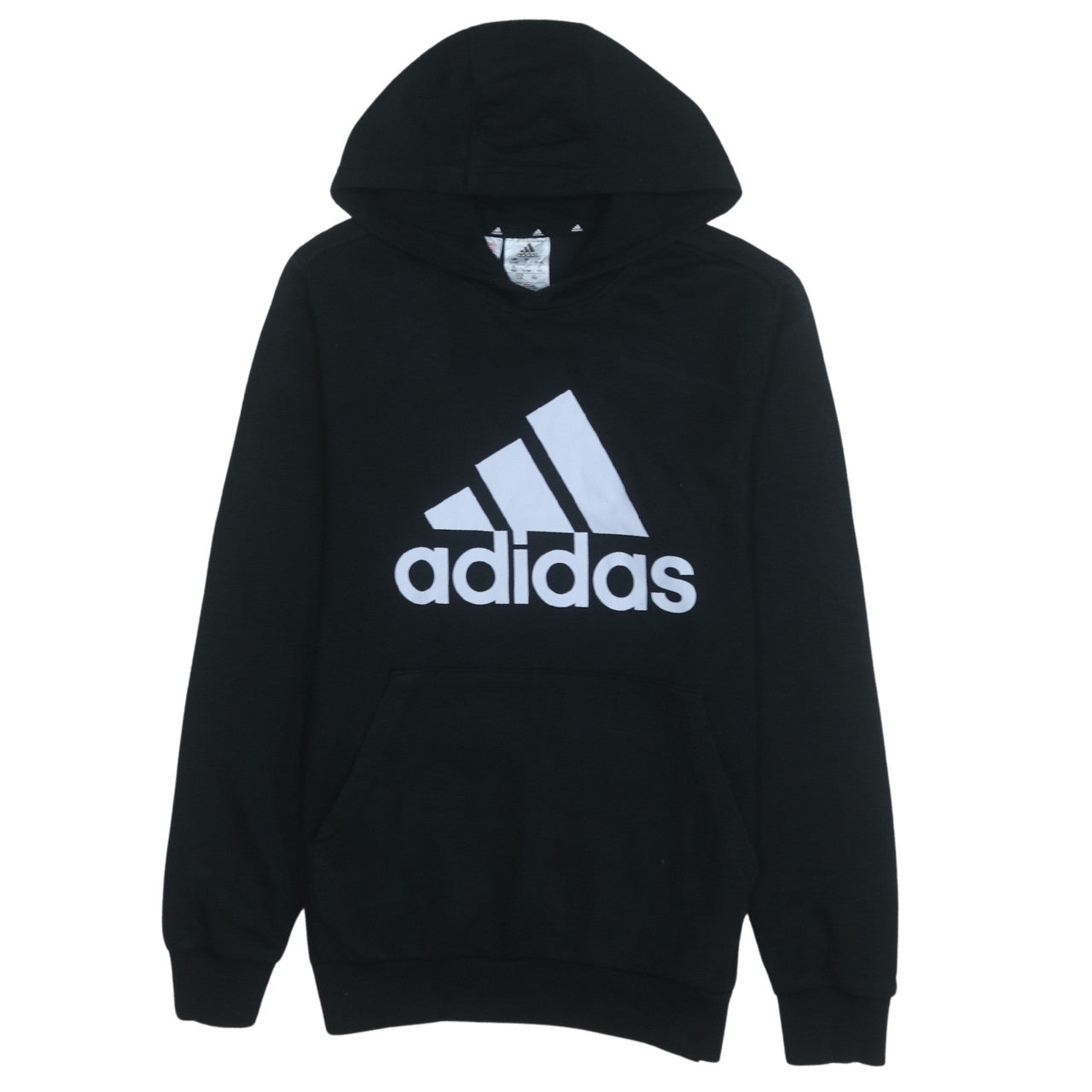 Adidas Boys Black Pullover Hoodie 13-14 Years Cotton Blend Logo Print