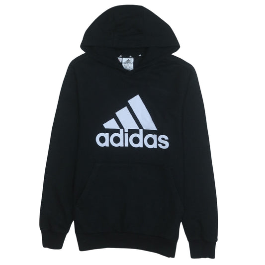 Adidas Boys Black Pullover Hoodie 13-14 Years Cotton Blend Logo Print