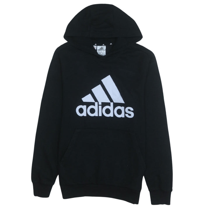 Adidas Boys Black Pullover Hoodie 13-14 Years Cotton Blend Logo Print