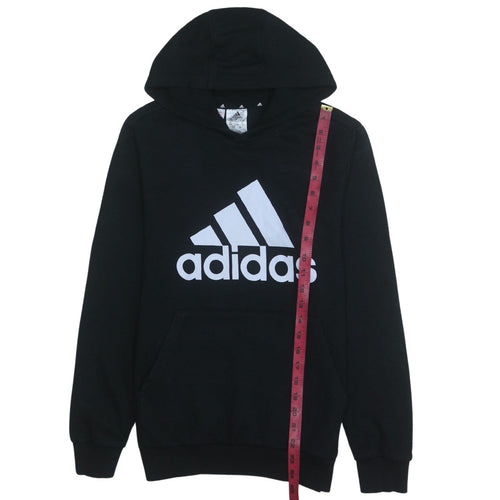Adidas Boys Black Pullover Hoodie 13-14 Years Cotton Blend Logo Print