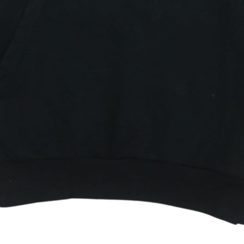 Adidas Boys Black Pullover Hoodie 13-14 Years Cotton Blend Logo Print