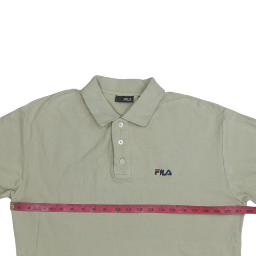 FILA Mens Beige Cotton Polo Shirt Size L Short Sleeve Casual Top