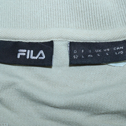 FILA Mens Beige Cotton Polo Shirt Size L Short Sleeve Casual Top