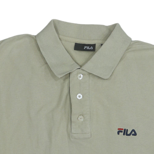 FILA Mens Beige Cotton Polo Shirt Size L Short Sleeve Casual Top