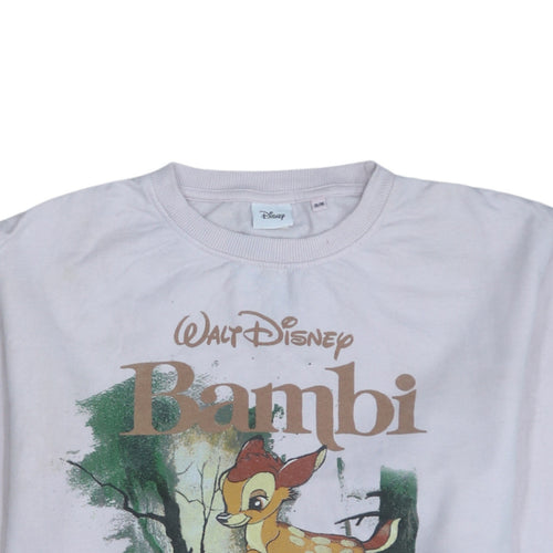 Disney Women’s Beige Bambi Printed Cotton Sweatshirt Size 10 M