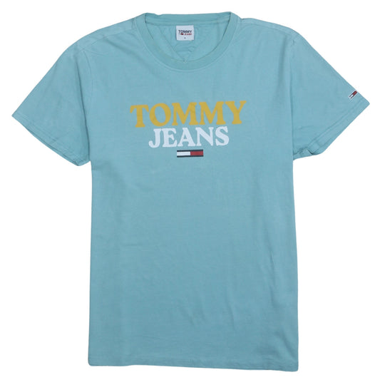 Tommy Jeans Men's Blue Graphic Logo T-Shirt XL Cotton Crew Neck