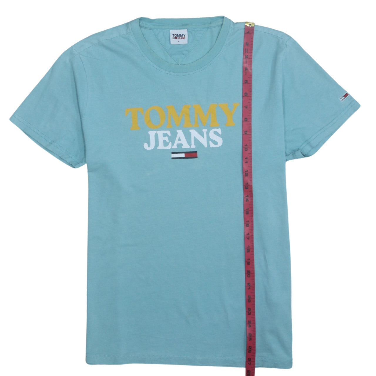 Tommy Jeans Men's Blue Graphic Logo T-Shirt XL Cotton Crew Neck