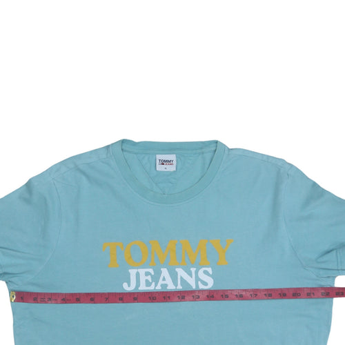 Tommy Jeans Men's Blue Graphic Logo T-Shirt XL Cotton Crew Neck