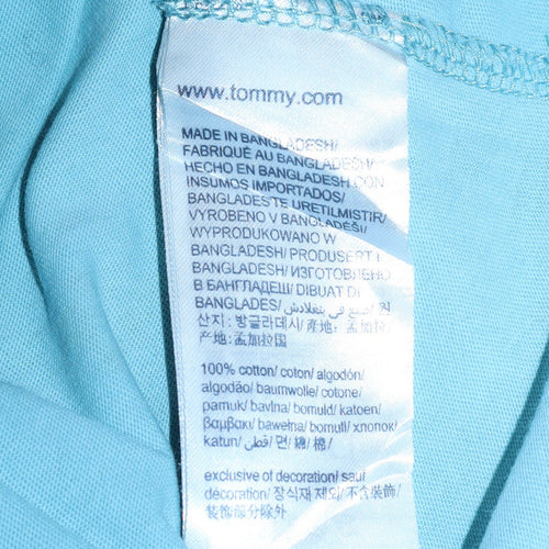 Tommy Jeans Men's Blue Graphic Logo T-Shirt XL Cotton Crew Neck