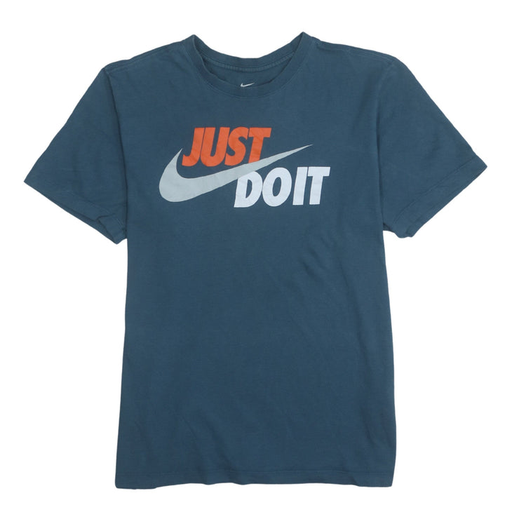 Nike Men's Blue 'Just Do It' Graphic Crew Neck Short Sleeve T-Shirt M