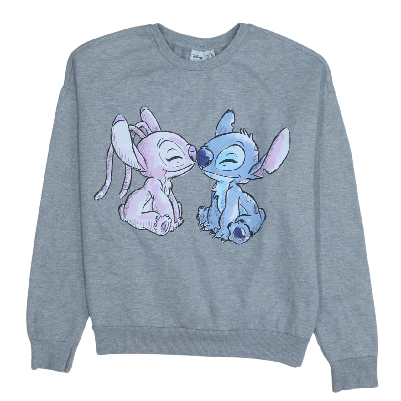 Disney Women Grey Lilo & Stitch Long Sleeve Pullover Sweatshirt Size L