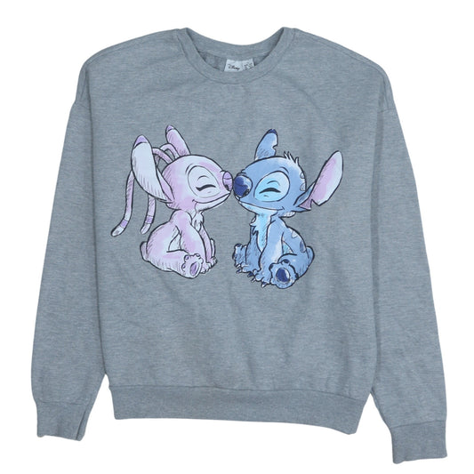 Disney Women Grey Lilo & Stitch Long Sleeve Pullover Sweatshirt Size L