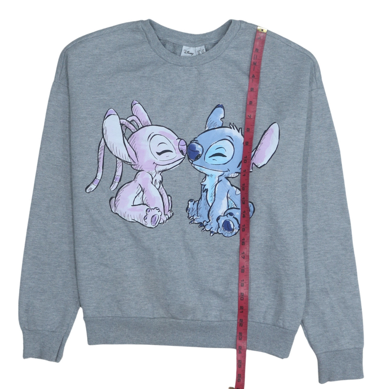 Disney Women Grey Lilo & Stitch Long Sleeve Pullover Sweatshirt Size L