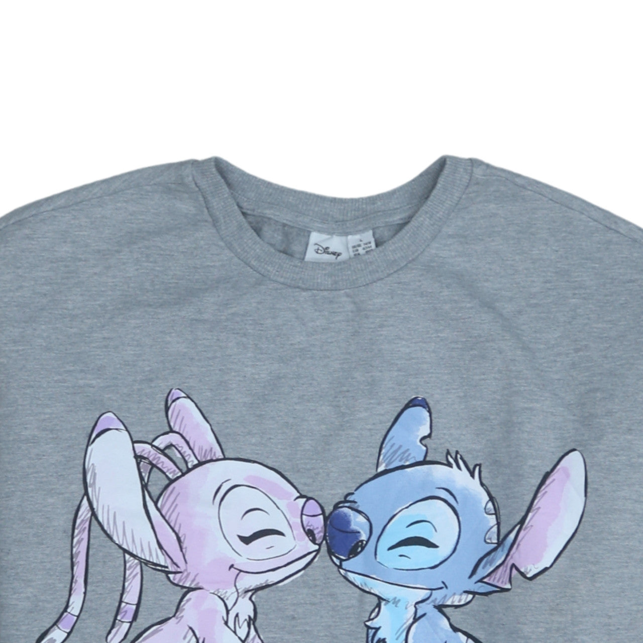 Disney Women Grey Lilo & Stitch Long Sleeve Pullover Sweatshirt Size L