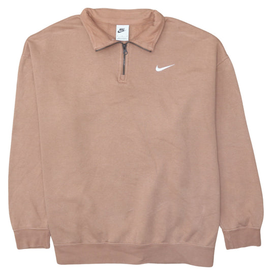 Nike Men's Brown 1/4 Zip Fleece Sweatshirt Size M