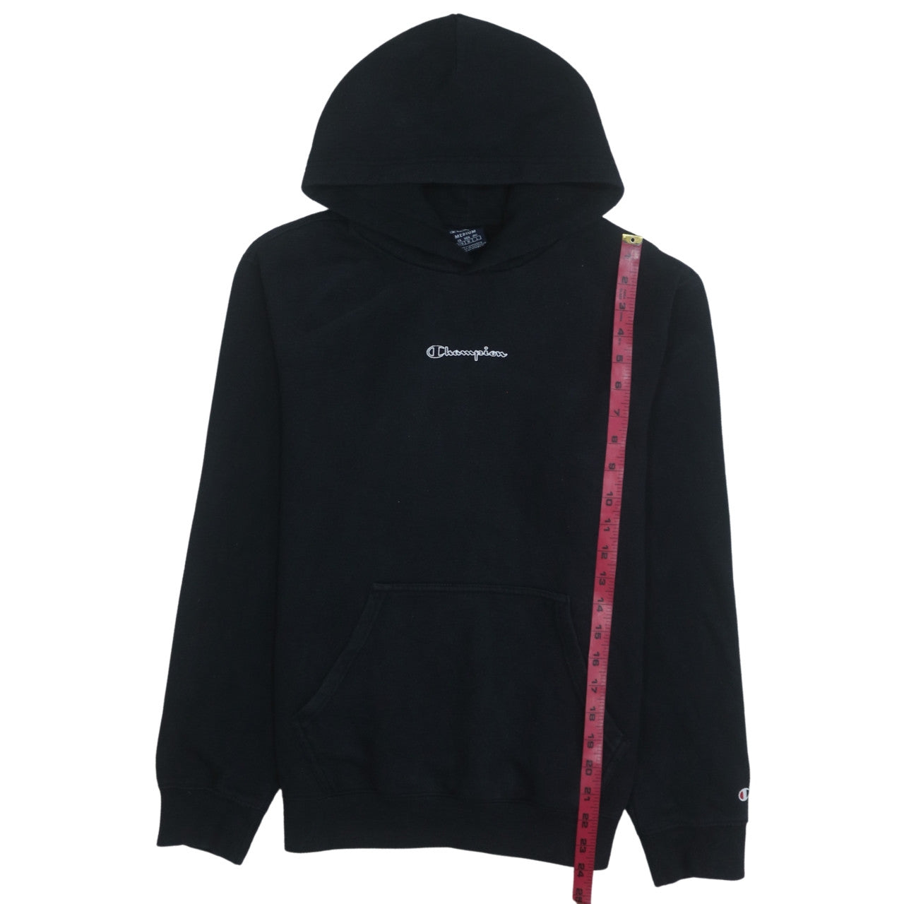 Champion Men's Black Pullover Hoodie Medium Fleece Logo Sweatshirt