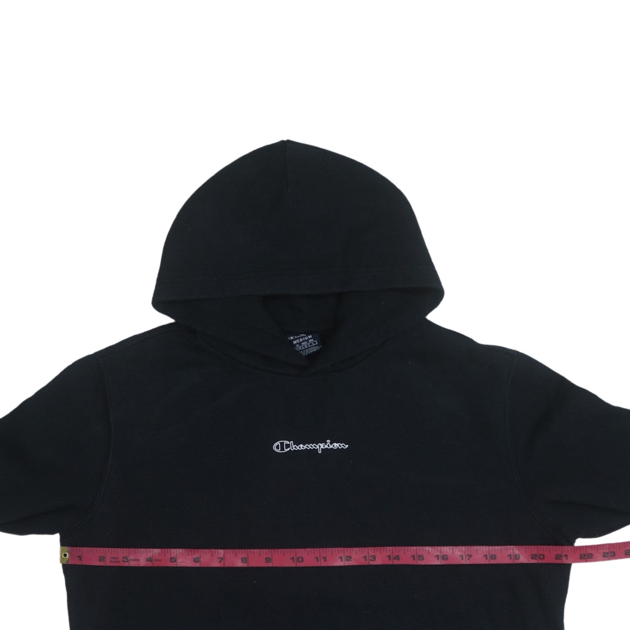 Champion Men's Black Pullover Hoodie Medium Fleece Logo Sweatshirt