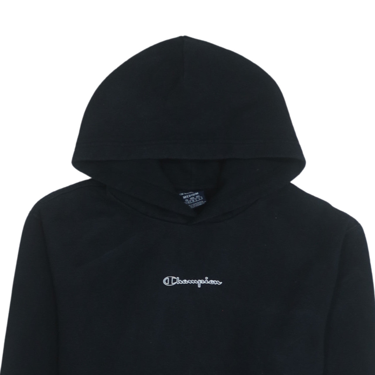 Champion Men's Black Pullover Hoodie Medium Fleece Logo Sweatshirt
