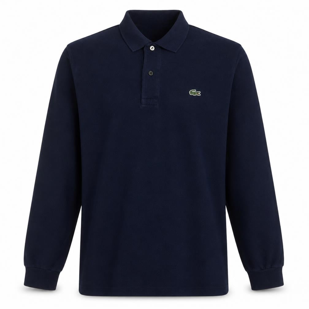 Front view of Lacoste Men's Blue Long Sleeve Collared Henley Sweatshirt M