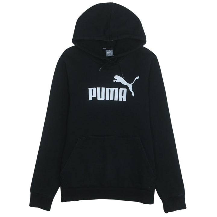 Puma Men's Black Pullover Hoodie Size L Logo Fleece Sweatshirt