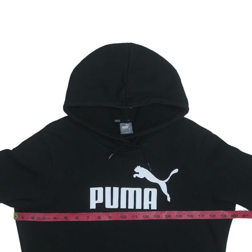 Puma Men's Black Pullover Hoodie Size L Logo Fleece Sweatshirt