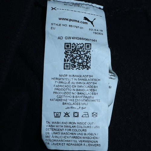 Puma Men's Black Pullover Hoodie Size L Logo Fleece Sweatshirt