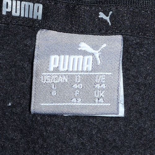 Puma Men's Black Pullover Hoodie Size L Logo Fleece Sweatshirt