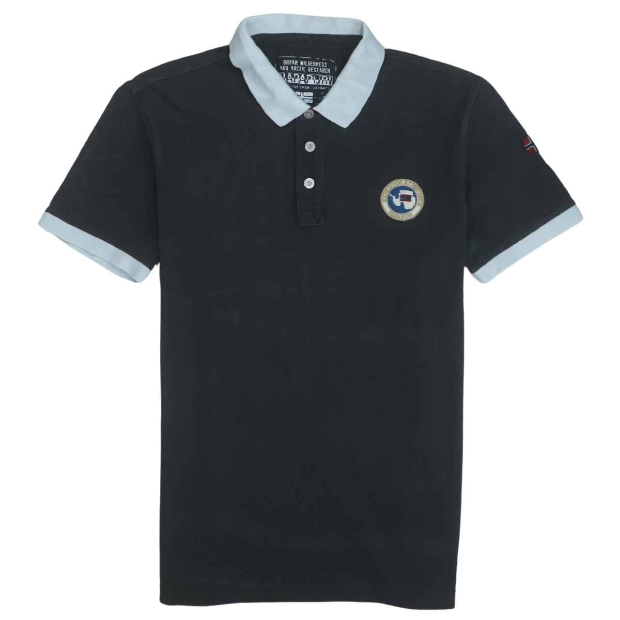 Napapijri Men Black Regular Fit Cotton Polo Shirt M