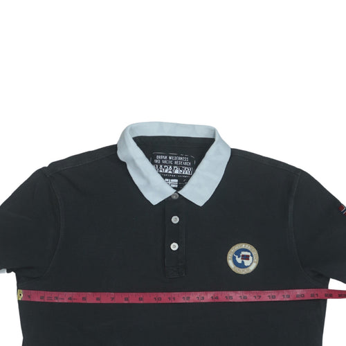Napapijri Men Black Regular Fit Cotton Polo Shirt M