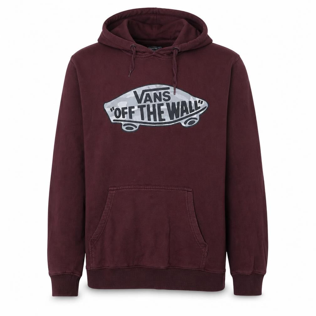 Front view of Vans Men's Brown Small Pullover Hoodie with Logo Graphic