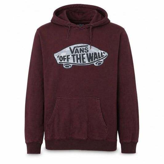 Front view of Vans Men's Brown Small Pullover Hoodie with Logo Graphic