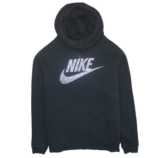 Nike Women Black L Pullover Hoodie Sweatshirt Logo Cotton Blend