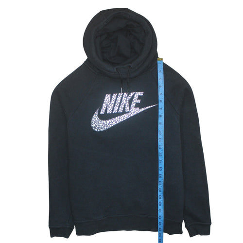 Nike Women Black L Pullover Hoodie Sweatshirt Logo Cotton Blend