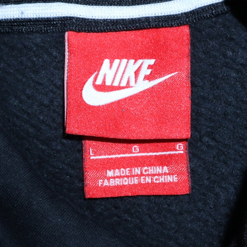 Nike Women Black L Pullover Hoodie Sweatshirt Logo Cotton Blend