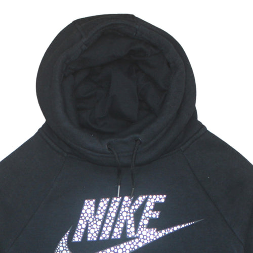 Nike Women Black L Pullover Hoodie Sweatshirt Logo Cotton Blend