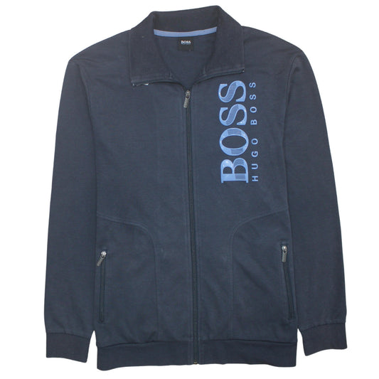 Hugo Boss Men's Blue XL Full Zip Sweatshirt with Logo Print