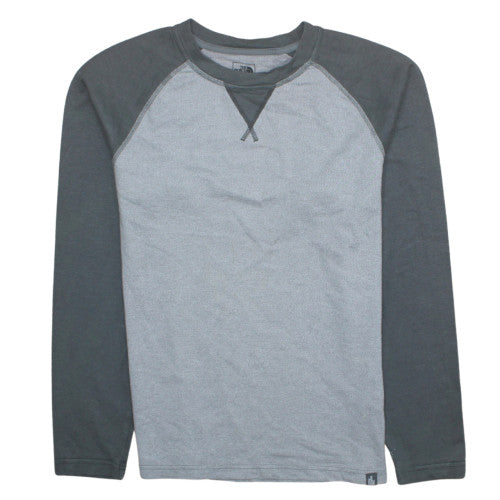 The North Face Mens Grey Long Sleeve Crew Neck Cotton T-Shirt Size M