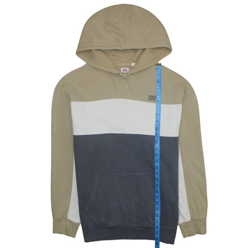 Levi's Men's Beige Blue Colour Block Relaxed Fit L Pullover Hoodie
