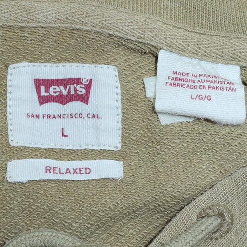 Levi's Men's Beige Blue Colour Block Relaxed Fit L Pullover Hoodie