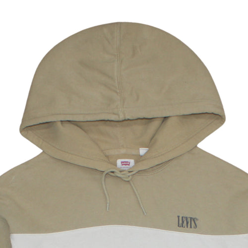 Levi's Men's Beige Blue Colour Block Relaxed Fit L Pullover Hoodie